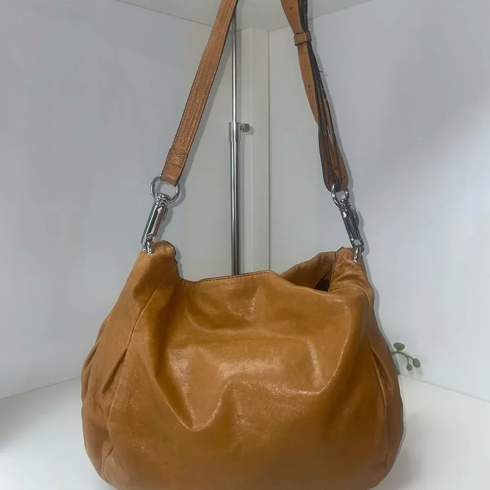 Joelle Hawkins Chic Brown Leather Slouchy Hobo Bag